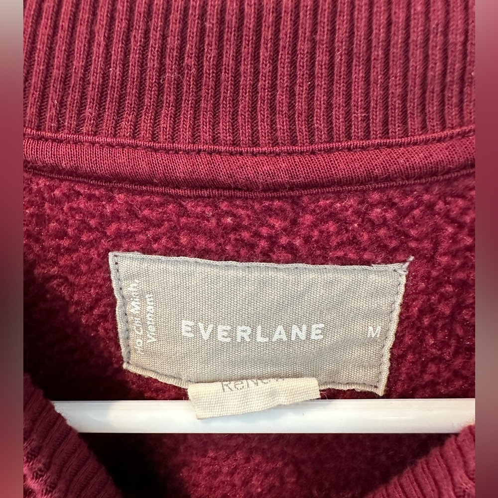 EVERLANE “Renew” Oxblood Burgundy Crew Neck Sherpa Sweater Top - Picture 9 of 10